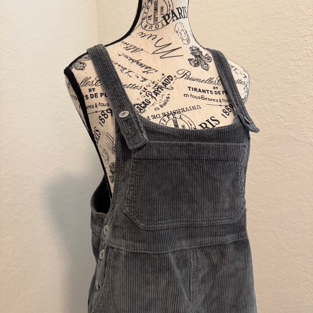 American Eagle Charcoal Grey Corduroy Overall Pinafore Dress Size Small Classic - Picture 7 of 9
